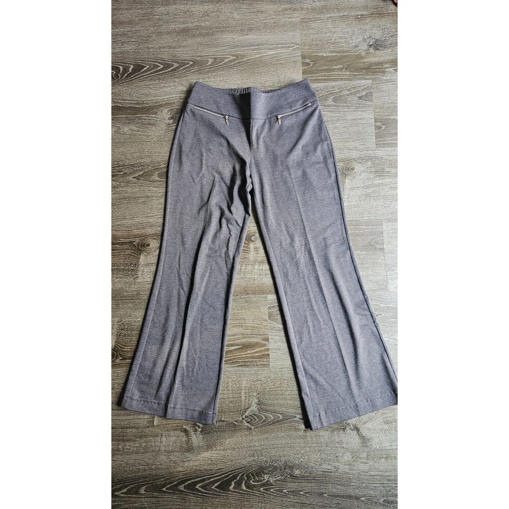 New York & Company Stretch Pants Womens Sz M Grey Faux Pockets Pull On